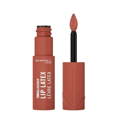 Immagine di Rimmel London, Thrill Seeker Lip Latex, 250 Honey Bun, Rossetto liquido, Lucidalabbra, Colore labbra, con acido ialuronico, Morbidezza e lucentezza, Idratazione, Vitamina E, Aloe Vera, 6 ml