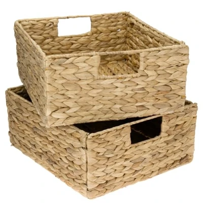 Immagine di HMF Cesto portaoggetti intrecciato in giacinto d&#039;acqua, set da 2 pezzi, adatto per Kallax mezzo scomparto, 30 x 34 15 cm