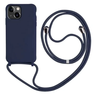 Immagine di HFYiup Mevis Cover Compatible con iPhone 14 Max,Cover Pratico Cordino,con Cordino TPU Corda Silicone Case Bumpe Marina