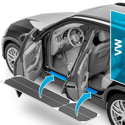 Immagine di uProtect Battitacco Auto Antigraffio Pellicola per VW Tiguan 2 (II) AD1 I 2016 2024 Protezione Accessori Tuning Portiera Filo A Carbone