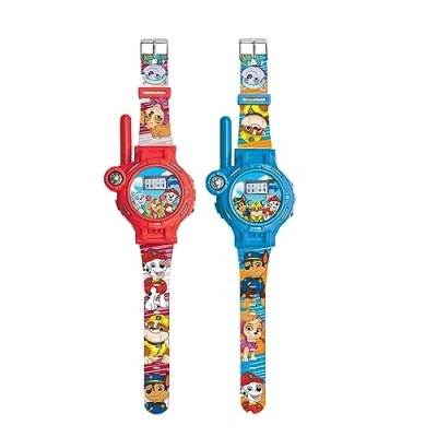 Immagine di Lexibook, Paw Patrol, Orologi Walkie Talkies, 2 pezzi, portata fino a 200m/600 piedi, torcia, bussola, ricaricabile, Blu/rosso, DMWTW1PA