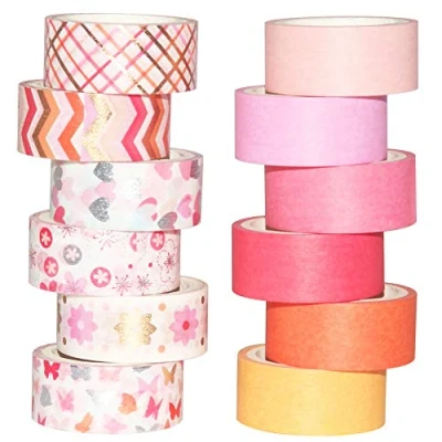 Immagine di Yuubaex 12 Rotoli Washi Tapes Set Nastro Adesivo Decorativo per Mestieri, abbellisce Bullet, diari pianificatoriv 15mm di larghezza (Miscela Rosa)