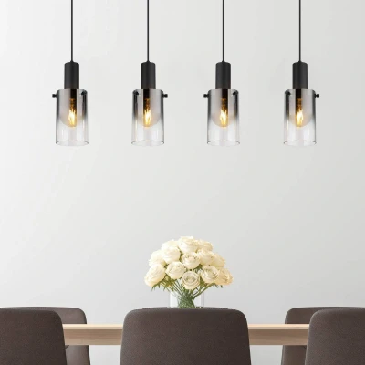 Immagine di Globo Lampada a sospensione Florentina, lunghezza 103 cm, grigio fumo, vetro, 4
