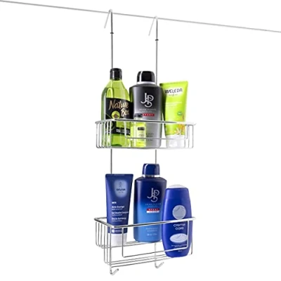 Immagine di kowald Design Cesto portaoggetti per doccia da appendere colore cromato XL 69x23x12 cm