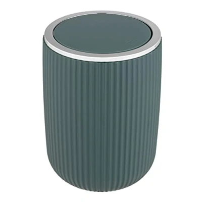 Immagine di WENKO secchio con coperchio oscillante Agropoli S verde scuro, 2 litri, per bagno, pattumiera in plastica di qualità, modellatura e superficie strutturata, Ø 14,5 x 20 cm