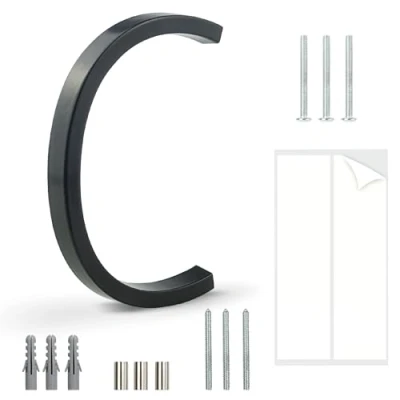 Immagine di HASWARE Targa Con Numero Civico Galleggiante: 5 Pollici (12cm) Moderna Segnaletica Per Porte, Perfetta I Numeri Dell&#039;Indirizzo Di Casa (C, Nero)
