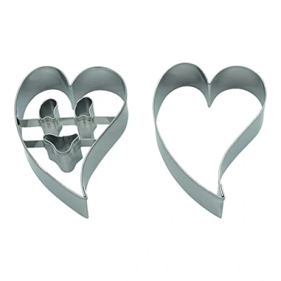 Immagine di BekkiB Set di 2 formine &quot;cuore&quot; per biscotti a forma cuore e un Linzer lavabile in lavastoviglie 95331