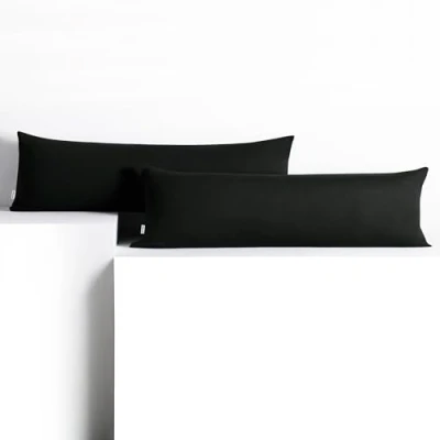 Immagine di DecoKing 2 federe da 20 x 120 cm, in jersey di cotone con chiusura lampo, colore nero e ambra