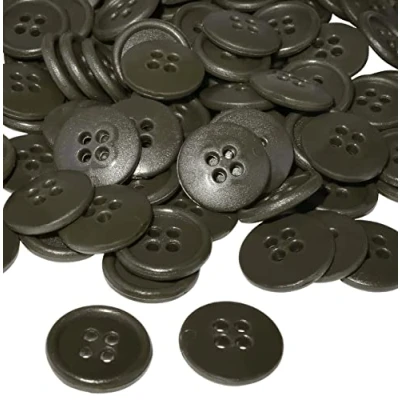 Immagine di AERZETIX C56511 Set di 100 bottoni per cucire rotondi Ø15x3mm 24L L24 con 4 fori colore verde marrone in plastica apertura 2mm merceria cucito abbigliamento moda maglia decorazione