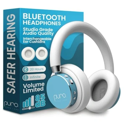 Immagine di Puro Sound Labs BT2200 Plus Cuffie Bluetooth per Bambini con Limitazione del Volume più Sicure Qualità Audio da Studio e Isolamento Rumore Verde acqua