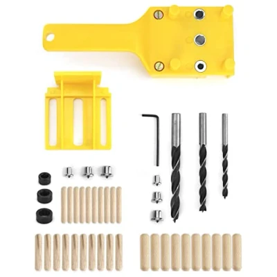 Immagine di QWORK 44 Pezzi dima per Fori a Tasca, spinatura legno, Strumento di Foratura Portatile Chiodi in Legno Mano, 6 mm / 8 10