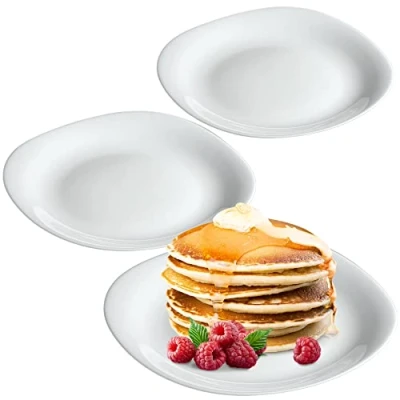 Immagine di KADAX Servizio di Piatti Piani Moderni in Vetro Temperato per Uso Quotidiano e Occasioni Speciali, Lavabili Lavastoviglie (Set 3, Bianco)