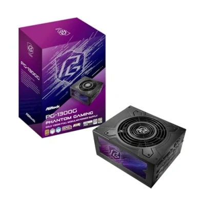 Immagine di Alimentatore Asrock PG 1300G, PSU,1300W, 80 Plus Gold,135 mm, modulare, PCI E 5.1 (12+4pin) x1, (6+2 Pin) x5, SATA (5 x9