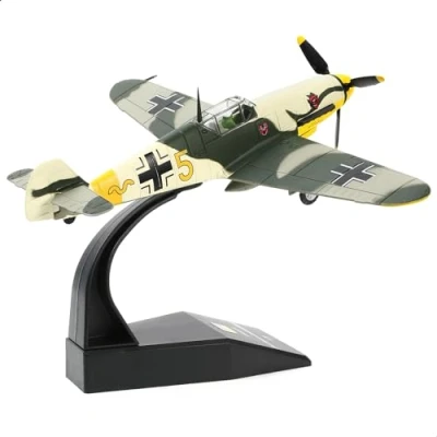 Immagine di NUOTIE BF 109 Messerschmitt 1/72 Modello da Caccia in Metallo Tedesco della Seconda Guerra Mondiale Militare Finito di Aereo Pressofuso Giallo Kit Precostruiti con Espositore(Mimetico Giungla)