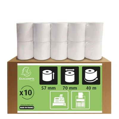 Immagine di Bobines pour machines a calculer et caisses 1 pli extra blanc 60g/m 57mm x 70mm 12mm (44m)