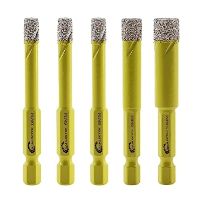 Immagine di Secco Punte per Trapano Diamantate 5pezzi 6/6/6/8/10mm Fresa Diamantata con Attacco Esagonale a Cambio Rapido Marmo Granito Ceramica Porcellana Gres Quarzo SANLEETEK