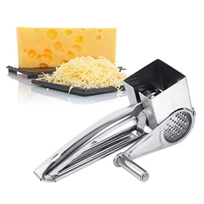 Immagine di VIFERR Grattugia per Formaggio, Formaggio Manuale, Rotante in Acciaio Inossidabile, Manuale Rotativa con Manovella Grattugiare Verdure Noci Cioccolato