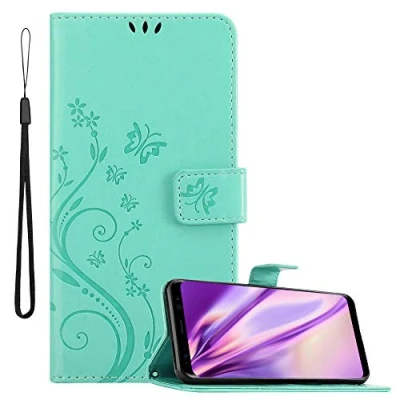 Immagine di Cadorabo Custodia Libro per Samsung Galaxy S8 in TURCHESE Fiore Design di con Chiusura Magnetica, Funzione Stand e 3 Vani Carte Portafoglio Cover Case Wallet Book Etui Protezione