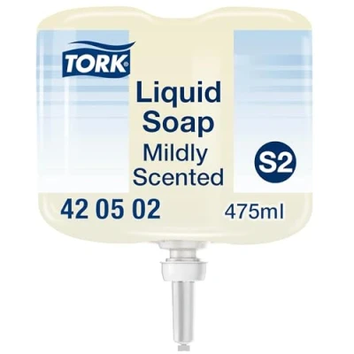 Immagine di Tork 420502 Sapone liquido delicato Mini Premium, compatibile con sistema S2, idratante e liporestitutivo, 1 x 475 ml (475 dosi), colore bianco (perlaceo)