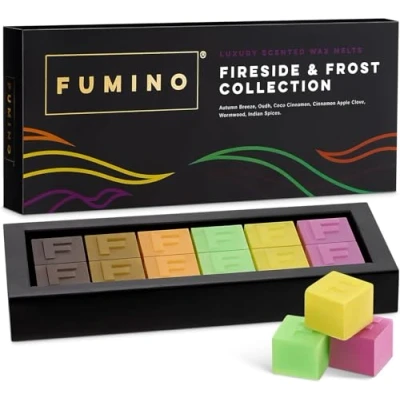 Immagine di Multipack di Lussuosa Cera Fresca Profumata da Sciogliere Wax Melt Tart Fumino Pacchetto Fuoco &amp; Ghiaccio 12 Cere Fondere 6 Fragranze dalla Profumazione Intensa con d’Api e Olio Cocco