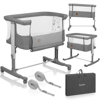 Immagine di lionelo Aurora 3in1 Culla Co sleeping e Lettino da viaggio per neonato bambini fino 9kg Regolabile in altezza Inclinazione Parete aperta rete traspirata Materasso innovativo Zanzariera