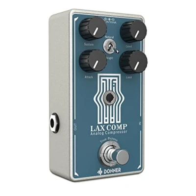 Immagine di Pedale Donner per Chitarra, Compressore Lax Comp Chitarra e Basso Elettrico, Classico in Stile Peak Limiter con Effetto Boost EQ a 2 Bande True Bypass