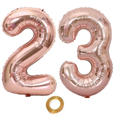 Immagine di palloncini numero 23 donna oro rosa compleanno deco palloncino in foil Grande 32 pollici gigante elio donne (23)