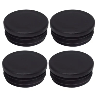 Immagine di SKIR&#039;CO Inserti per tubi rotondi da 50 mm, tappi pali di recinzione, in plastica nera, tubi, colore nero RAL 9005, 4 pezzi