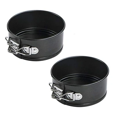 Immagine di webake 2 Pezzi Tortiera Apribile Stampo a Cerniera Rotondo 11 cm Springform in Acciaio con Rivestimento Antiaderente, Colore Nero