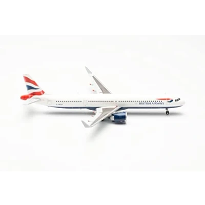 Immagine di Herpa modello di aereo Airbus A321neo British Airways, G NEOY, scala 1:200 aereo, pezzo da collezione, miniatura, statuetta con supporto in plastica
