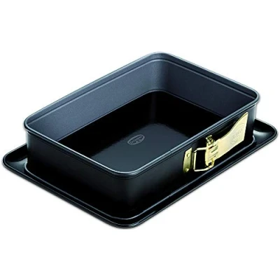 Immagine di Dr. Oetker Springform Rettangolare Back Idee con Piatto server 28x18 cm in Nero, Placcato Stagno, Argento, 28 x 18 7