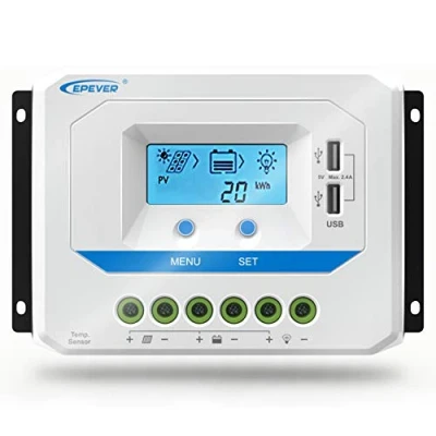 Immagine di EPEVER® 60A Regolatore di Carica Solare 12V/24V che Identifica Automaticamente la Tensione Sistema, con Display LCD e Porte USB VS6024AU