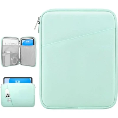 Immagine di Dadanism 9 11&quot; Custodia Sleeve per Tablet Compatibile con iPad Air 2024, 10,2 2021 2019, PRO 11 M4 2024 2018, 5/4 10,9 10a Gen, Galaxy Tab S9 FE/A8/A9+, Verde Menta