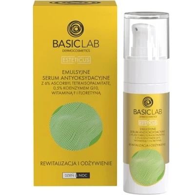 Immagine di BasicLab Dermocosmetics Emulsion Siero viso con vitamina C 30 ml Per pelle secca e mista rivitalizza nutre La pelle. appare più luminosa, liscia solida.