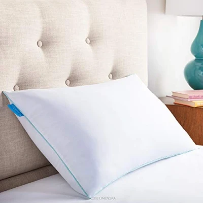 Immagine di Linenspa cuscino con memory foam in fiocchi e gel rinfrescante, guanciale letto, letto singolo, 70 x 35 cm