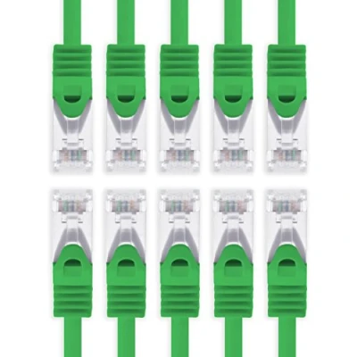 Immagine di 1aTTack.de® Cavo ethernet Gigabit categoria 7 con plug RJ45 6a (doppia schermatura), 500 MHz Verde / 10 pz 0,25 m