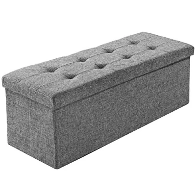 Immagine di TecTake Pouf pieghevol Panca cassapanca Contenitore poggiapiedi 110x38x38 Disponibile in Diversi Colori (Grigio Chiaro No. 402239)