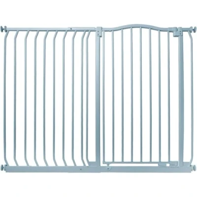 Immagine di Safetots Cancelletto di Sicurezza Extra Alto con Cima Curva, 125cm 134cm, Grigio Opaco, 100cm in Altezza, Montaggio a Pressione per Scale,Barriera