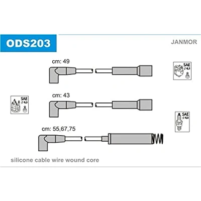 Immagine di JANMOR ODS203 Kit Cavi Accensione OPEL: Astra F CC, Corsa A Caravan
