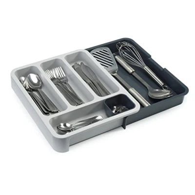 Immagine di Joseph DrawerStore Vassoio portaposate espandibile, organizer per cassetti, organizzazione della cucina, grigio