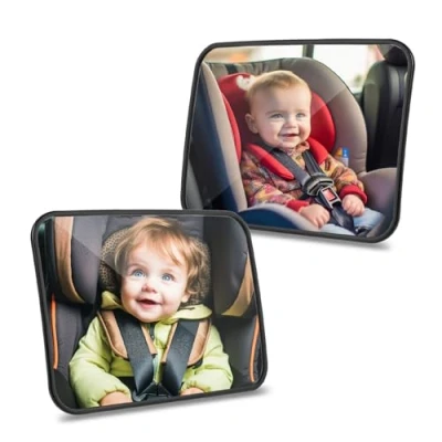 Immagine di Romon Specchietto Retrovisore Bambini, 2 Pezzi Auto Bambini Infrangibile, Specchietti Seggiolino Orientabile con Ampia Visuale, Cinghie Elastiche Regolabili Per Sedile Posteriore