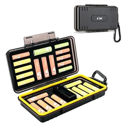 Immagine di JJC Custodia per batterie a prova di umidità, 14 AAA + 10 ricaricabili AA o 14500, con tester