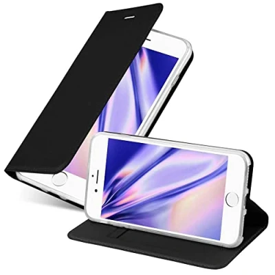 Immagine di Cadorabo Custodia Libro per Apple iPhone 7 / 7S 8 SE 2020 in CLASSY NERO con Vani di Carte, Funzione Stand e Chiusura Magnetica Portafoglio Cover Case Wallet Book Etui Protezione