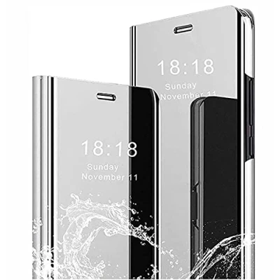 Immagine di SEEKO Cover per Samsung Galaxy M53 5G, Specchio Case Clear View Standing Mirror Flip Custodia Full Body Protettiva Bumper Folio Copertura Argento