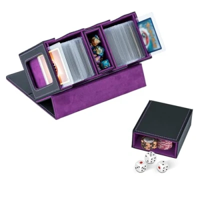 Immagine di Tolesum Commander Deck Box,Doppio Box Porta Mazzo per MTG,Capacità di 360+ New Carte Senza Maniche con 1 Dice Tray, Magnetic Flip Scatola Collezione Magic TCG Nero Viola