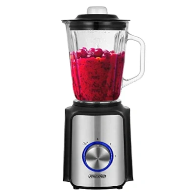 Immagine di Mesko MS4080 Frullatore 1,5L Vaso di Vetro, Tritaghiaccio, Potenza 1200W, Smoothie/Frutta, Blender 2 Velocità + Funzione Pulse, Lame in Acciaio Inox