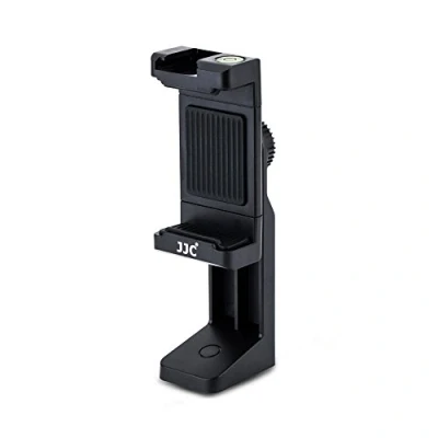 Immagine di JJC Universale Rotazione di 360 Gradi Treppiede Supporto con Morsetto Regolabile, Cold Shoe Mount &amp; Livella per Telefoni Intelligenti su 1/4 20 Monopiede Selfie Stick