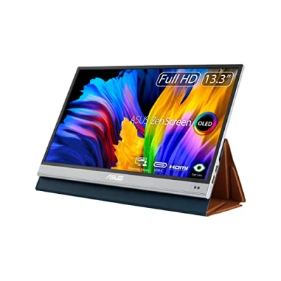 Immagine di ASUS ZenScreen MQ13AH, Monitor USB Portatile, 13.3, FullHD (1920x1080), OLED, 1ms, Type C, Mini HDMI, Sensore Di Prossimità, Smart Case, HDR 10, Filtro Luce Blu, Flicker Free, Nero