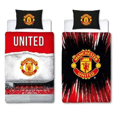 Immagine di Manchester United Set copripiumino singolo ufficiale FC Theatre Design rosso reversibile 2 lati Stadio di calcio biancheria da letto Merchandise con federa coordinata