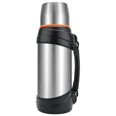 Immagine di Olerd thermos 2,0 l, in acciaio inox, con 2 bicchieri, isolamento a doppia parete, per campeggio, 24 ore, caldo e freddo (argento)